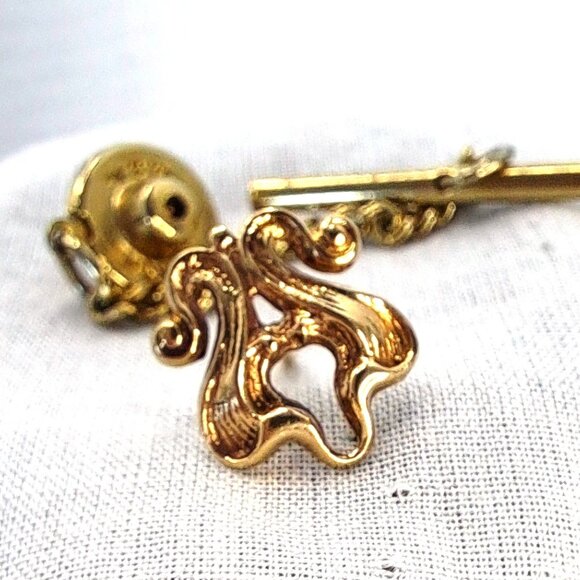 ANTIQUE TIE TACK LAPEL PIN ~ VICTORIAN BEAUTY ~ NOUVEAU ~ FLEUR DE LIS 1880-1900 - Picture 4 of 12